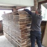Stacking English Oak to air dry, sawn from a customers trees