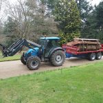 Log loading and movement on site forestry tractor woodland sawmill tree surgery